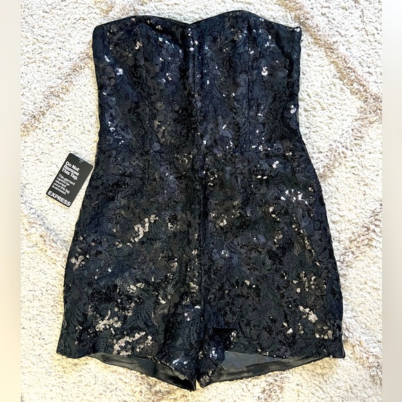 Black Sequin Romper - Picture 1 of 4